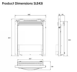 dimensions for the electric fireplace inset